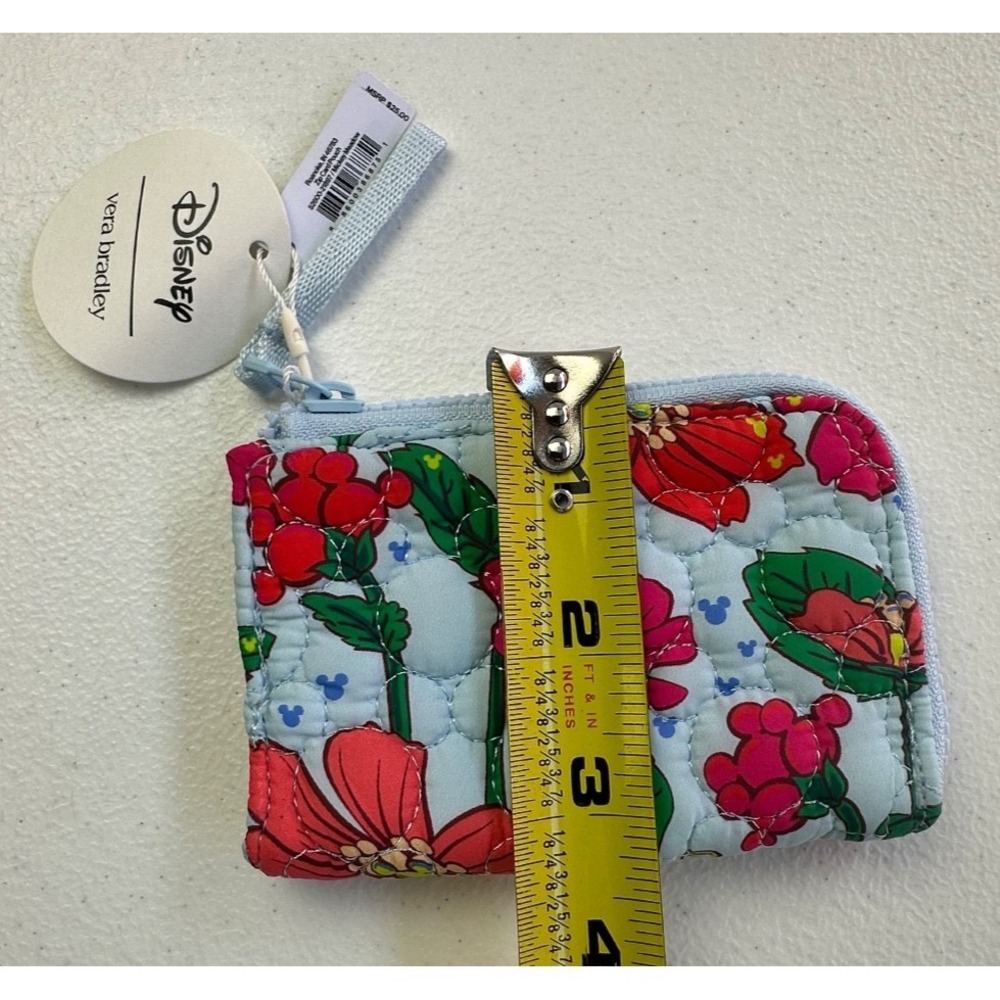 Vera Bradley Disney Mickey Meadow Card Pouch Zip Key Ring NWT Hidden Mickey - Picture 8 of 10